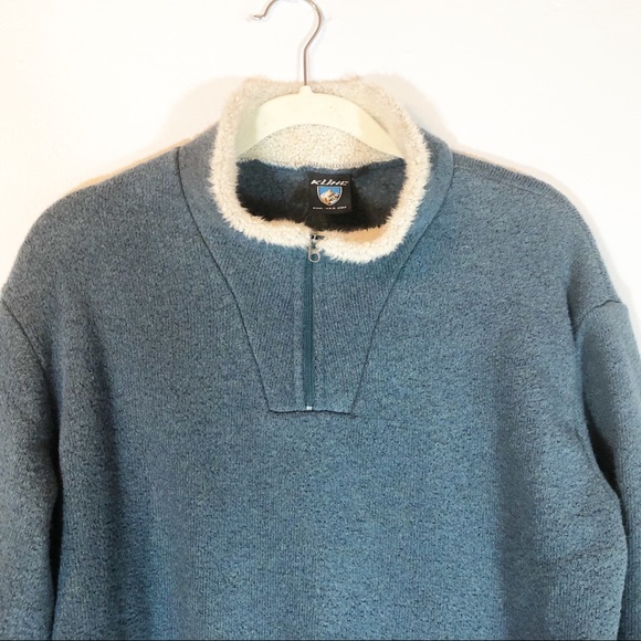 Kuhl Blue alpaca fleece Quarter zip pullover - Picture 3 of 5